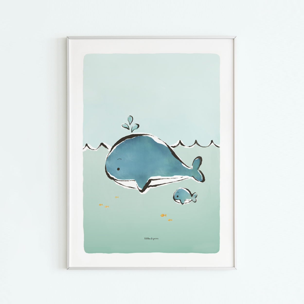 Kinderkamer poster met illustratie van een walvis