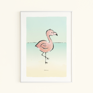 Kinderkamer poster met illustratie van een flamingo