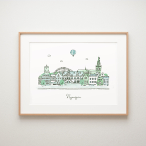 Poster met de skyline van Nijmegen van Kikker en Prins