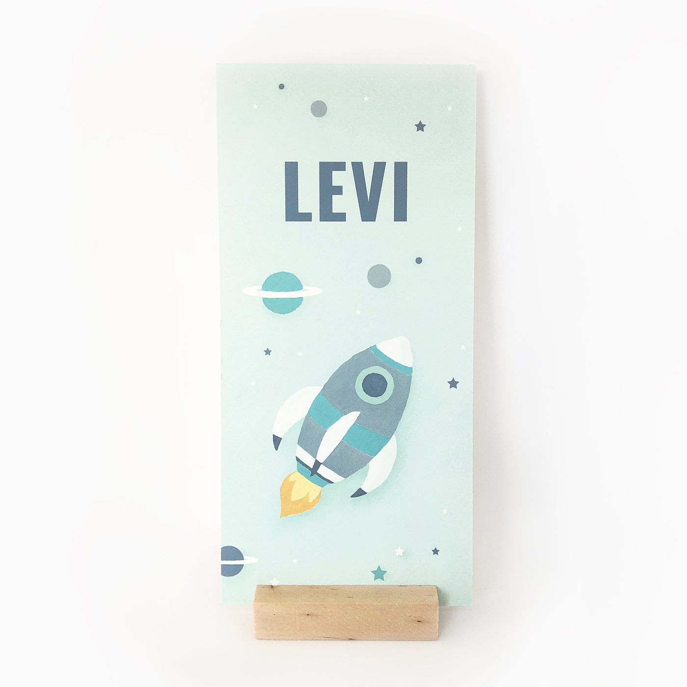 Geboortekaartje Levi met raket - voor de geboorte van een jongen - kikker & prins